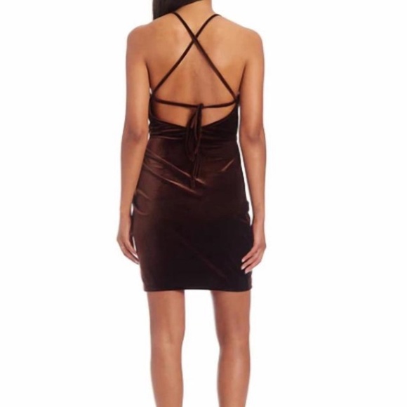 Amanda Uprichard Jasalina Velvet Mini Dress in Cocoa brown Size L - Picture 3 of 10